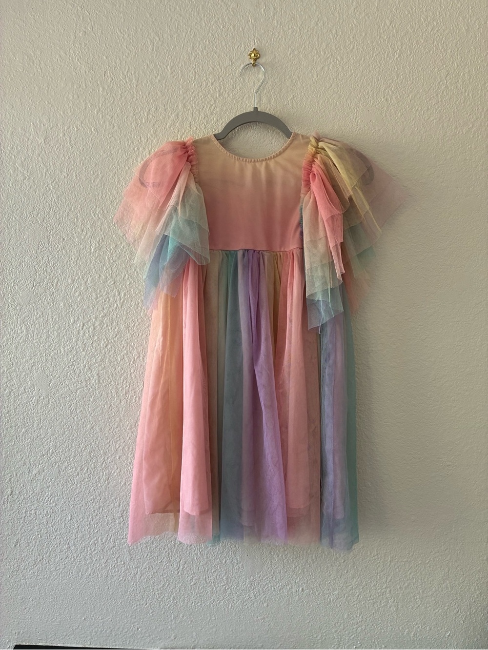 Lola + The Boys Pastel Layered Tulle Dress - Rainbow